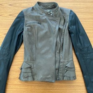 Brown and Black %100 Leather Jacket